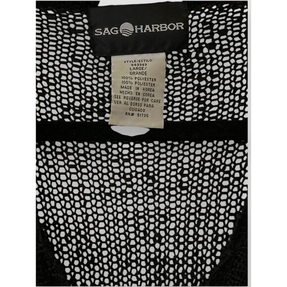 Vtg Sag Harbor Woman’s Cardigan Sz Lg Black Knit 1-Button Closure SS NWT - Picture 8 of 8